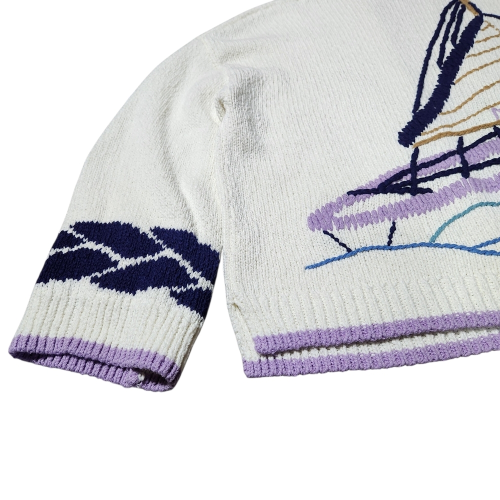 Anthropologie Maeve Maggie Sailboat Cardigan Sweater Lilac Women Size XS Small - Picture 7 of 13